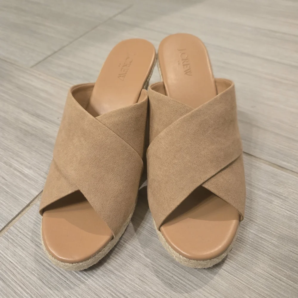 J Crew Women's Tan Criss Cross Band Espadrille Mules New Size 8